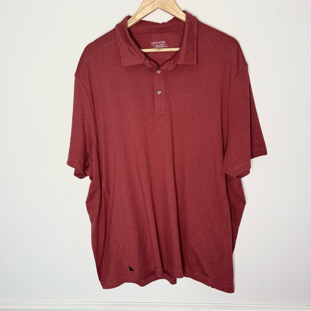 Untuckit Men's Washed Red Polo Shirt Size 3XL XXXL Soft Comfy Classic E52